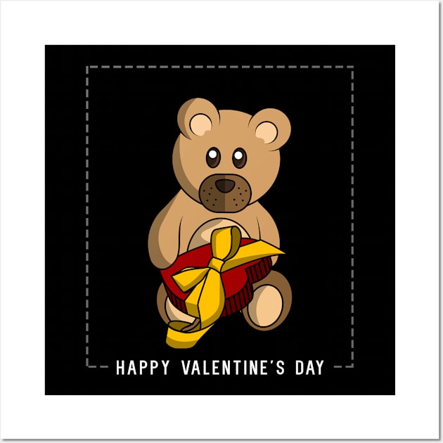 Happy Valentine's Day - Teddy bear with a heart Wall Art by Markus Schnabel